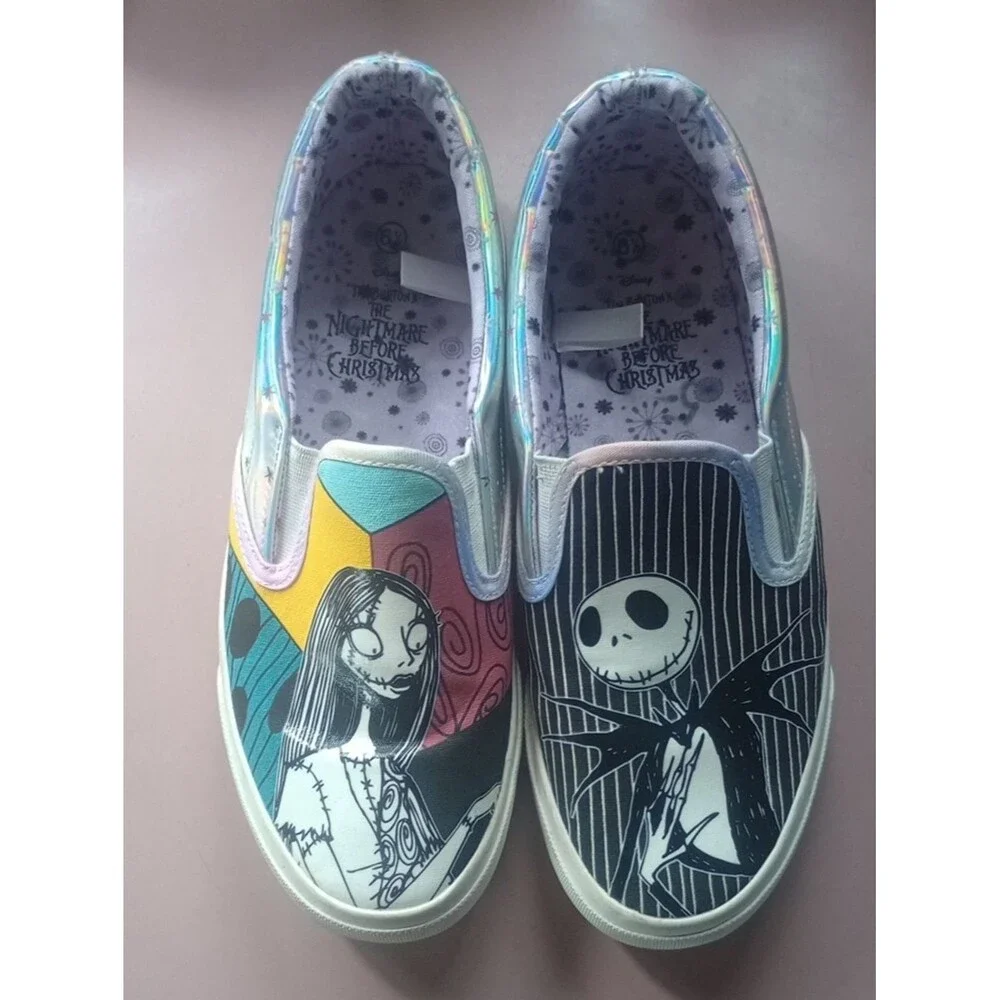 6.5 Disney Ground Up The Nightmare Before Christmas Holographic Slip-On Sneakers